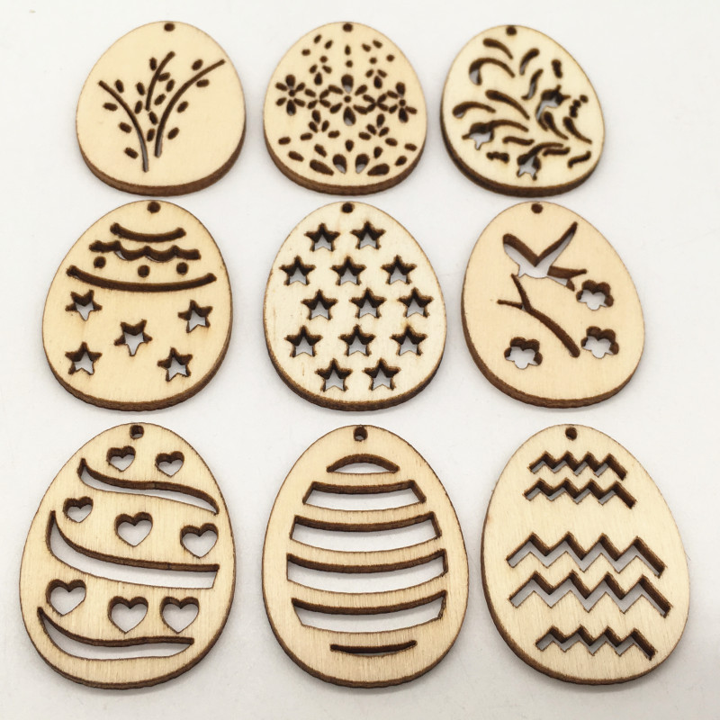 Happy Kids Education - 50Pcs Laser Cut Wooden Eggs for