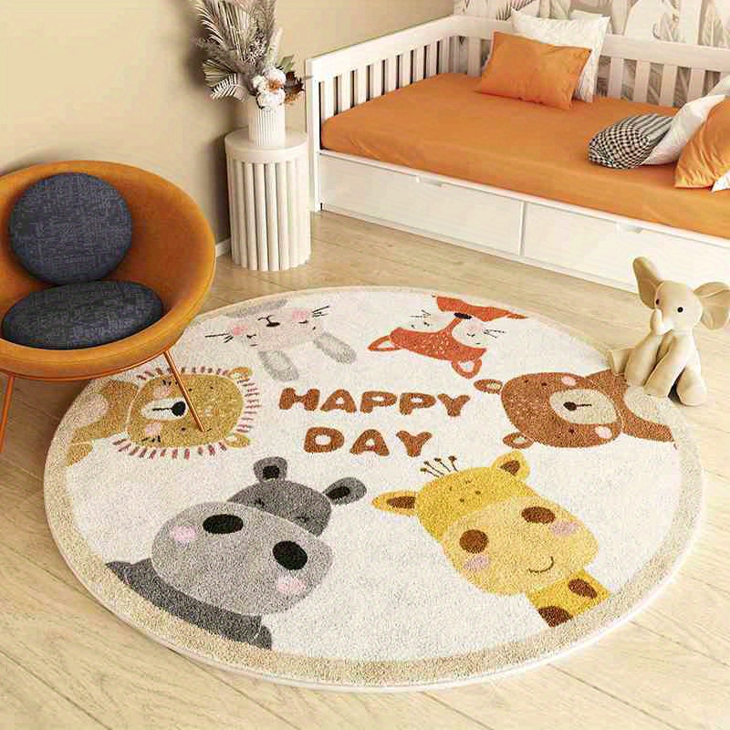 Happy Kids Education - Happy Animals Round Rug Flannel Cartoon