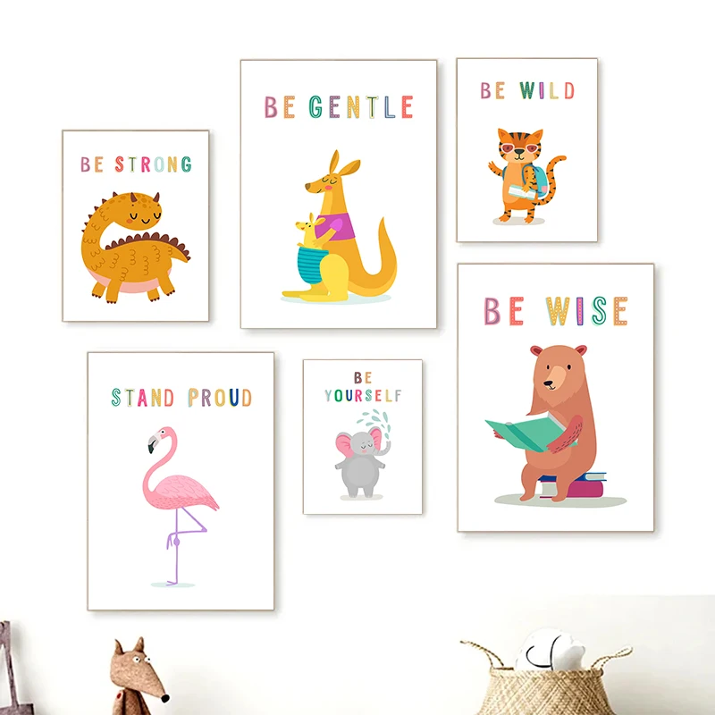 Kids Education Yes - Canvas Print Wall Animals English Vocabulary