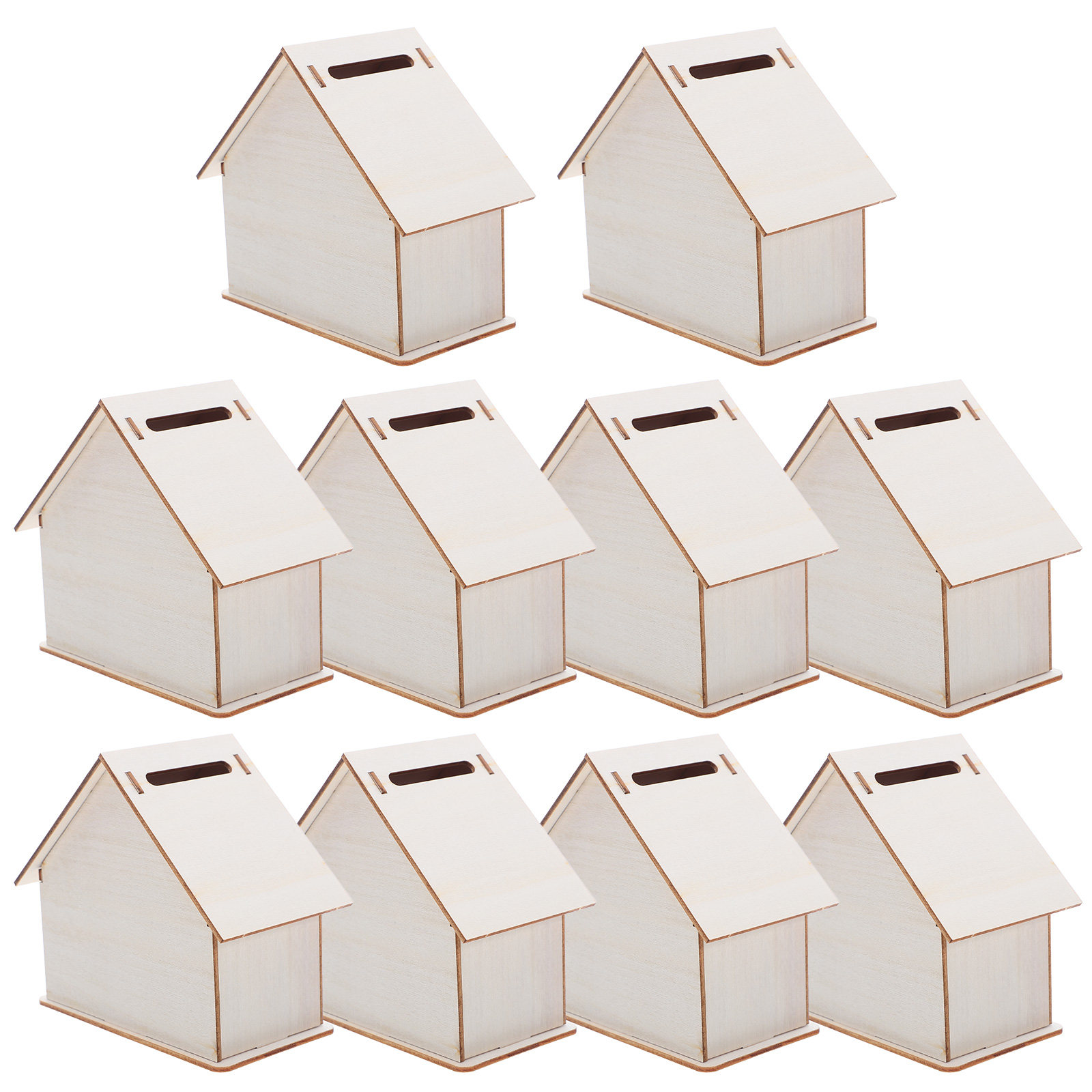 10Pcs Wooden DIY Cabin Coin Ba - Kids Education Savings recension och pris