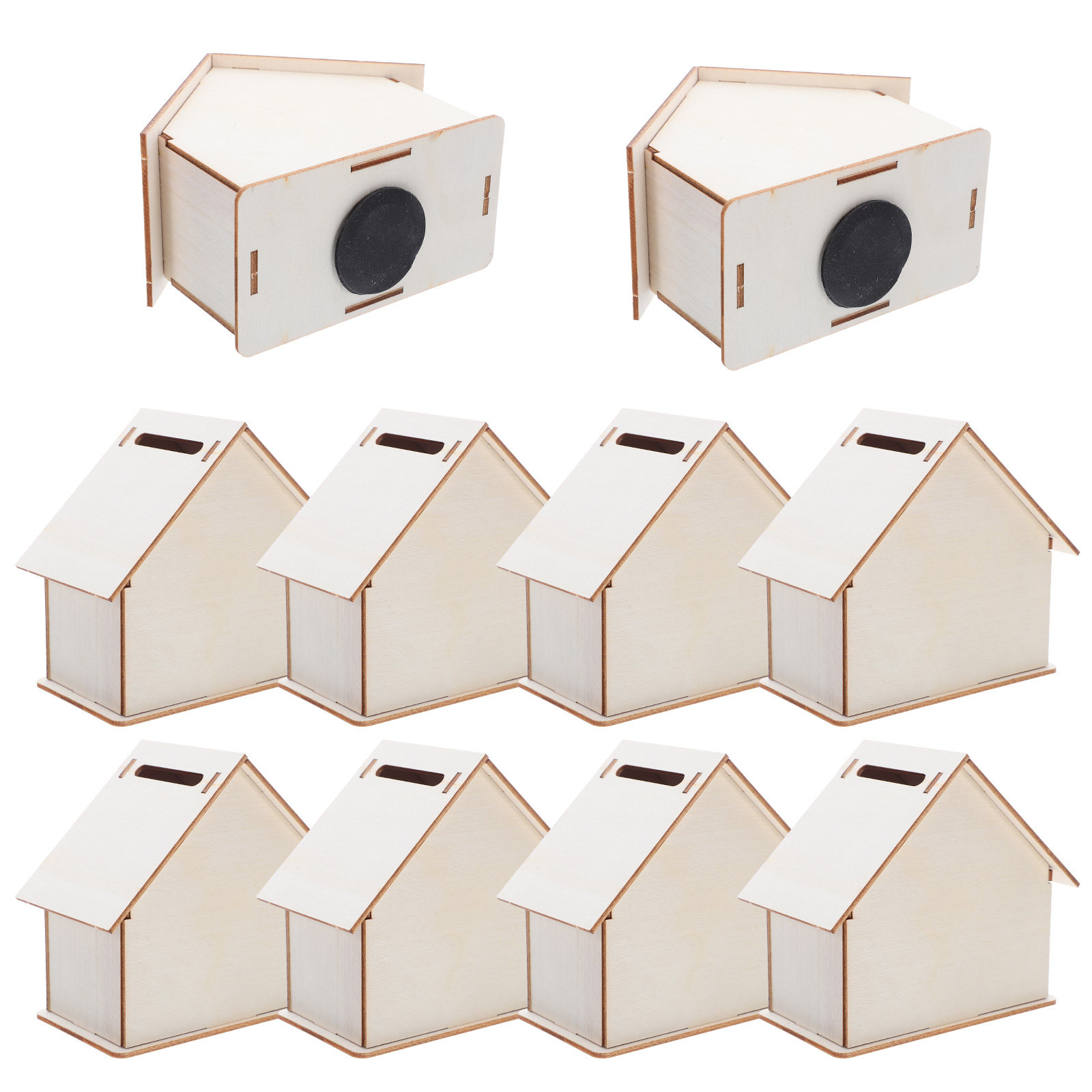 10Pcs Wooden DIY Cabin Coin Ba - Kids Education Savings recension och pris