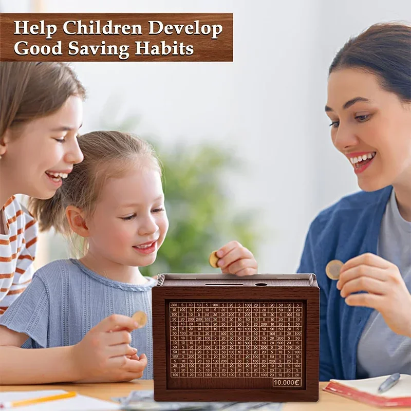 Saving Goal Wooden Money Bank  - Kids Education Savings recension och pris