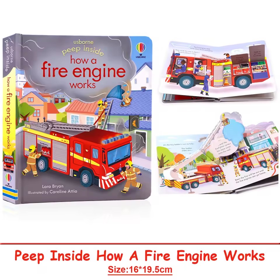 Usborne Peep Inside How A Fire - Kids Education Book recension och pris