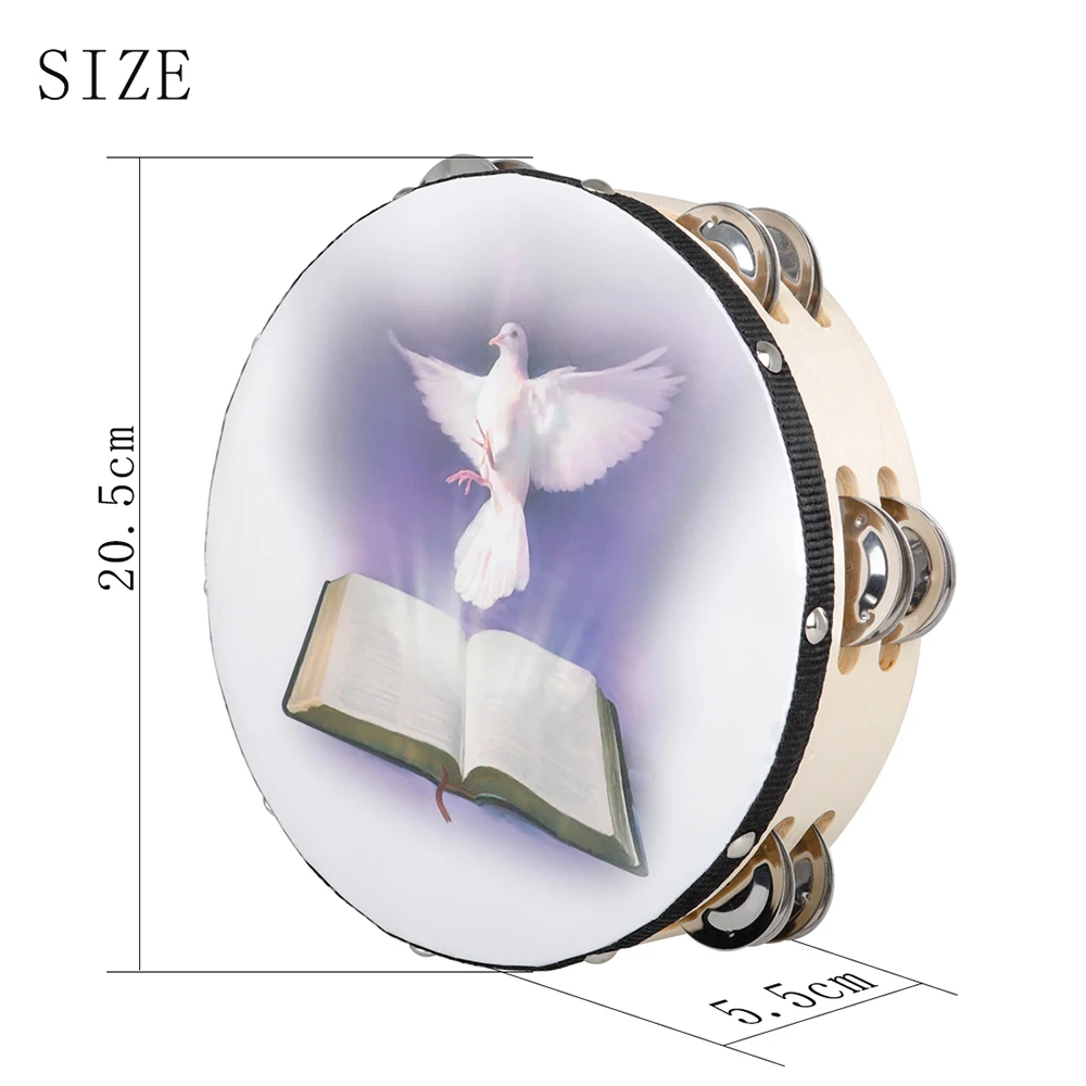 8 Inch Tambourine Peace Pigeon - Kids Education Bell recension och pris