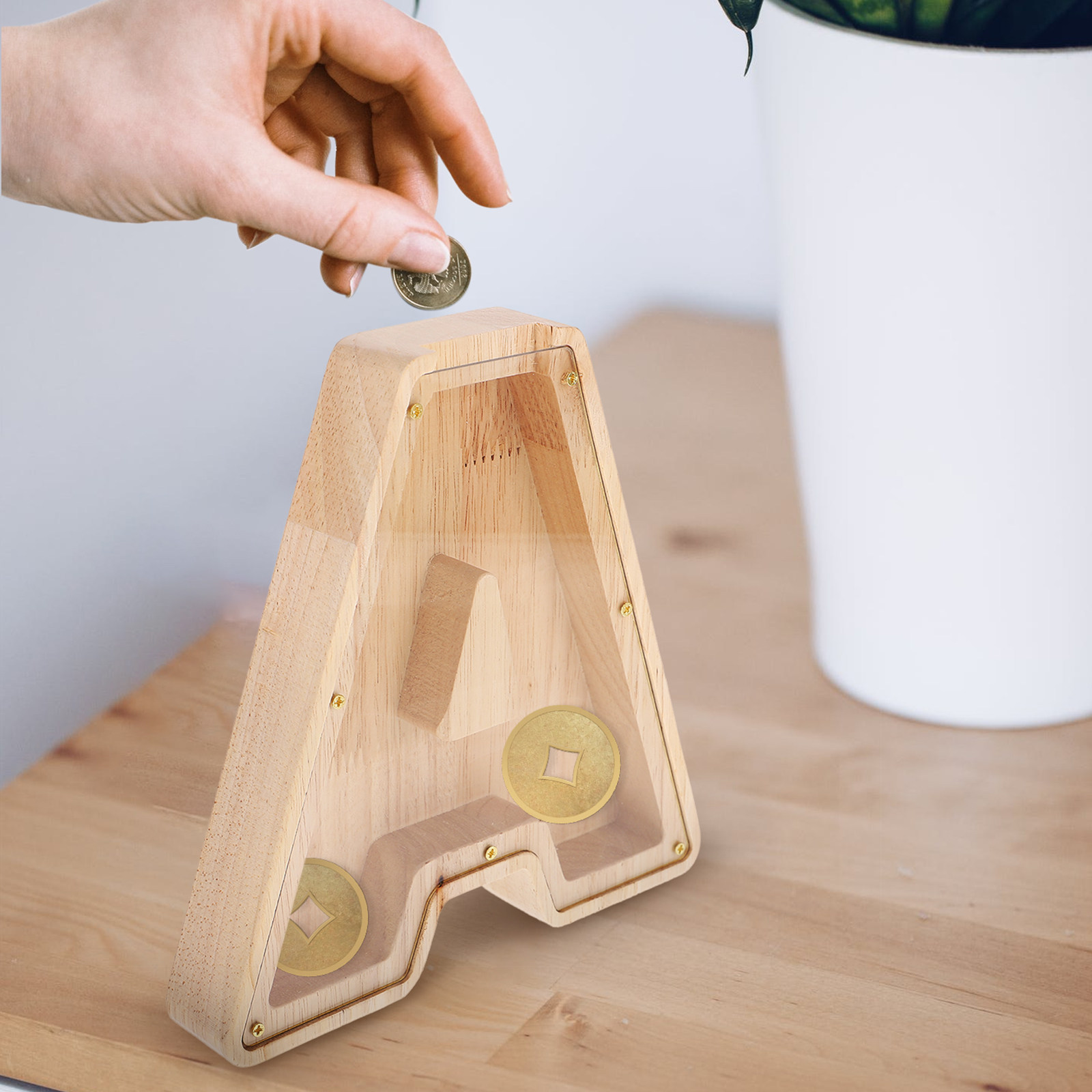 Alphabet Shaped Wooden Money B - Kids Education Savings recension och pris