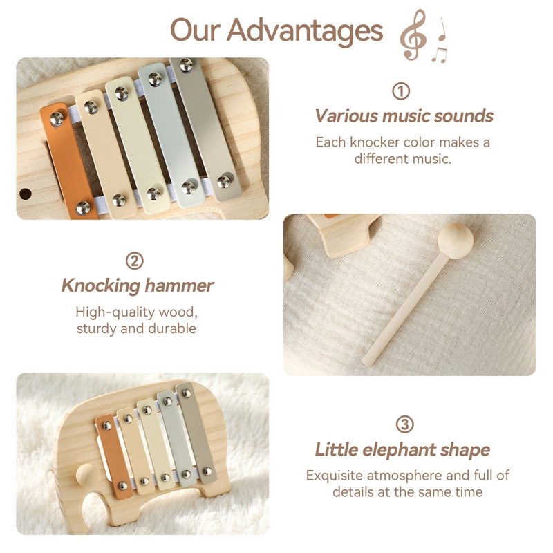 Montessori Wooden 5 Tones Mult - Kids Education Bell recension och pris