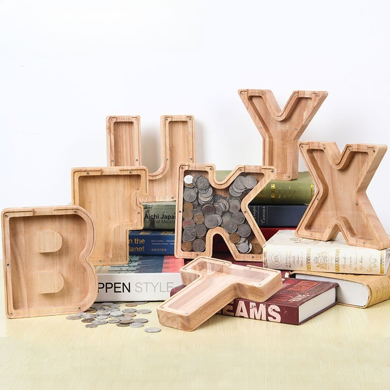 Wooden Alphabet Money Box for  - Kids Education Savings recension och pris