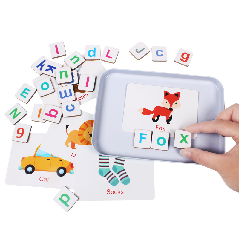 Wooden Puzzle Flash Cards Game - Kids Education Words recension och pris